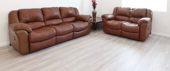 Reclining Leather Sofa and Loveseat