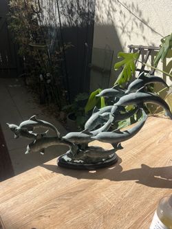 Large Bronze Dolphin Sculpture | Coastal Statement Art | Heavy Decorative Bronze