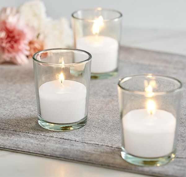 Leola Candle 15 Hour Clear Glass Wax Filled Votives - 48/Case