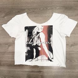 Preloved Up-cycled Deftones Oversized Off The Shoulder Crop Top Band Tee Shirt Women’s Size Large