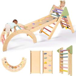 L17 Pikler Triangle Set 3 in 1 Montessori Toddler Climbing Toys Indoor, Toddler Climbing Gym Indoor Playground