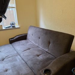 Suede Sofa Bed In Excellent Condition 