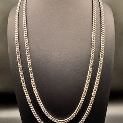 10K White Gold Cuban Link Chains 22-24”4.5mm