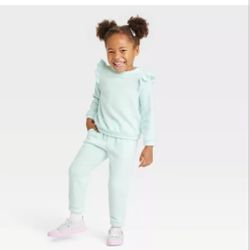 Toddler Girls' Reverse Fleece Top & Jogger Set - Cat & Jack Green