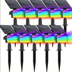 2 Pack Solar Color Changing Spot Lights Outdoor with 9 Modes, Multicolor RGB