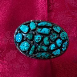 Navajo Sterling Turquoise Large Belt Buckle