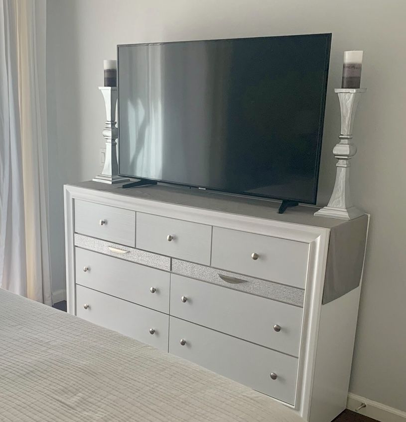 White Dresser and 2 Nightstands