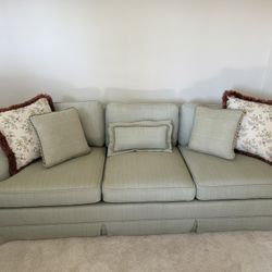Light Green Sofa with Cushions 