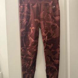 Gymshark Seamless Camo Leggings "Brown/Burgundy" | Women's Size Large