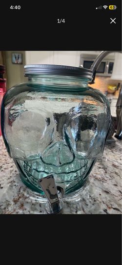 Skull Glass Beverage Dispenser with Spigot