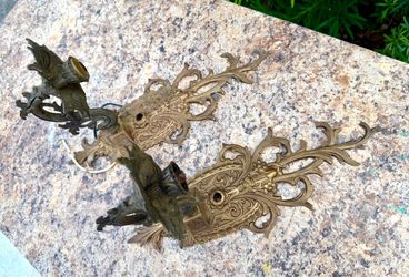 Antique Brass Wall Sconces Pair