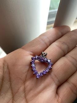 925 silver Heart with Amethyst stones
