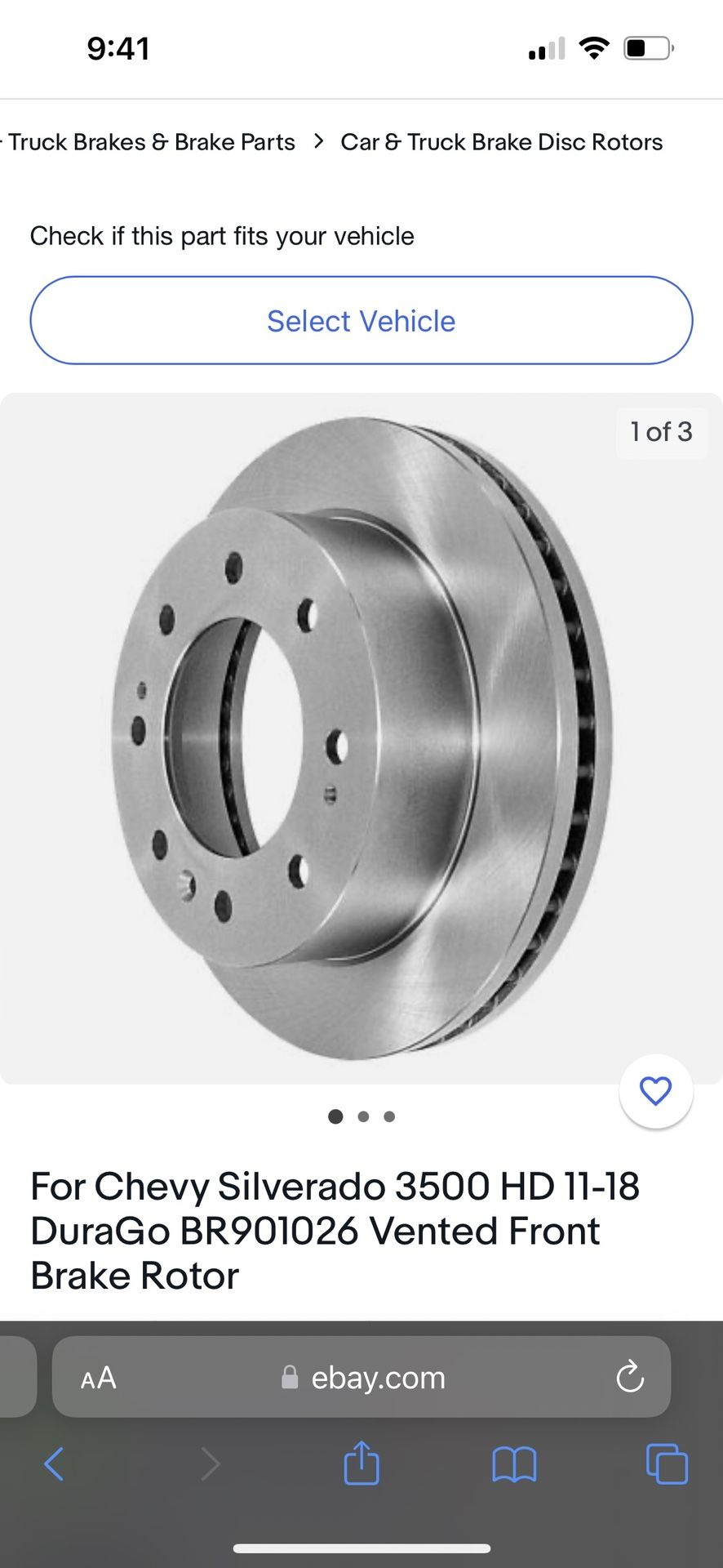 Chevy Silverado 3500 HD 2011-18 Vented Front Brake Rotor