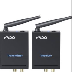 2.4GHz Wireless Audio Transmitter Receiver (1 TX+1 RX), 20ms Ultra Low Latency HiFi Audio, 320ft Long Range RCA Jack Adapter For Powered Speaker/Sound