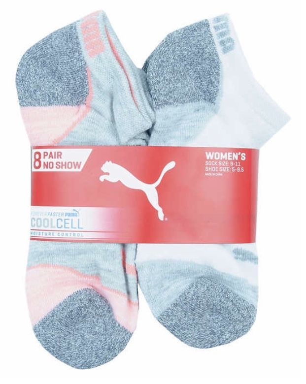 Puma Womens No Show Low Cut Socks 8-Pack White