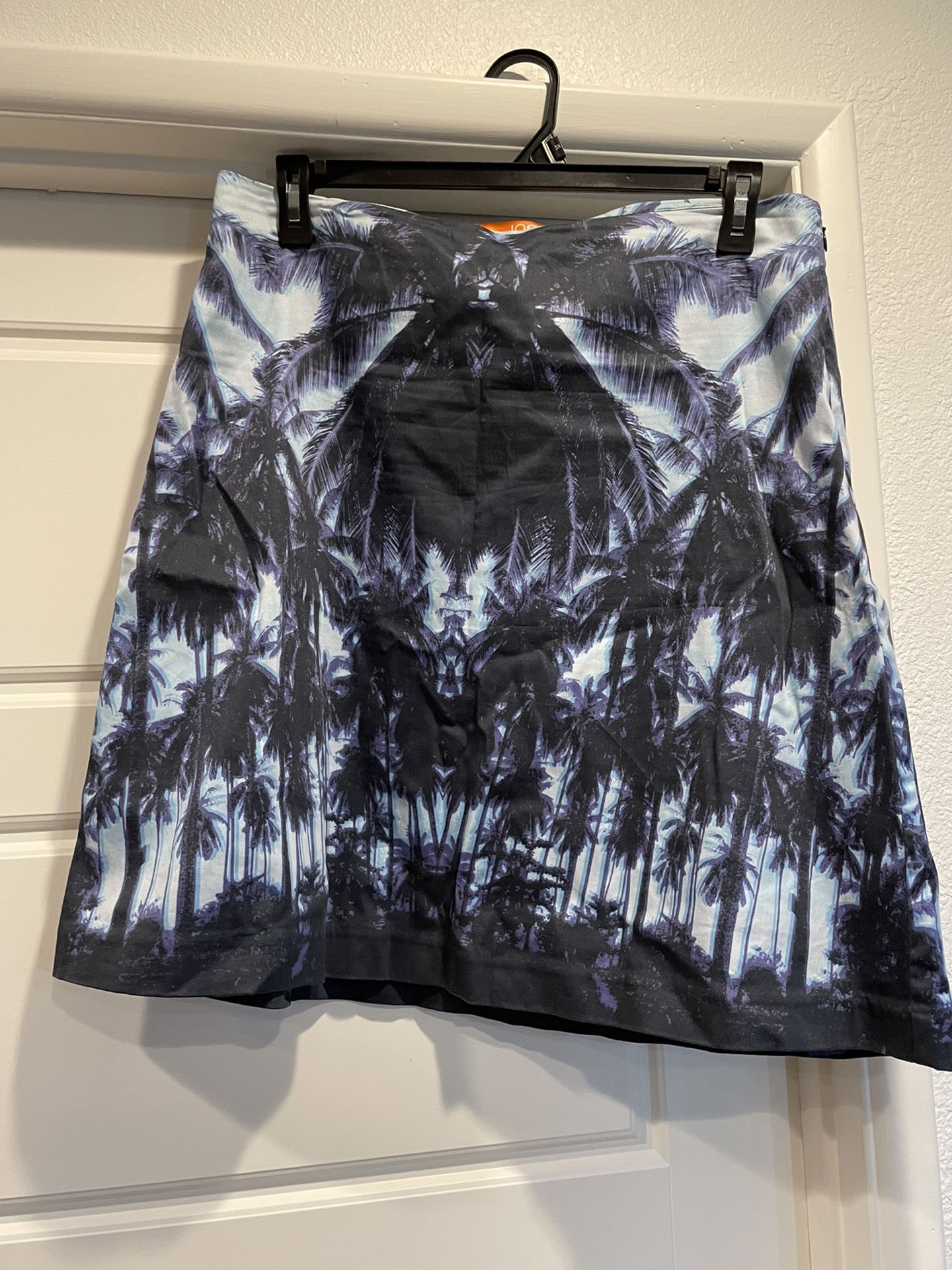 Black purple blue palm trees a-line cotton skirt size 14
