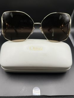 Chloe CE135/S757 Gold/ Havana Butterfly Sunglasses Oversized Fit 100% Authentic