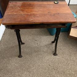 Antique Desk With Ink Holder