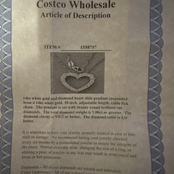 14k White Gold And Diamond Heart Pendant 
