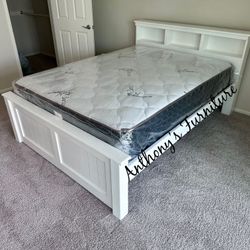 White Queen Bed & Bamboo Mattress 