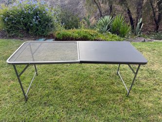 6Ft Metal Folding Table for Grill Portable 2-in-1 Design Folding