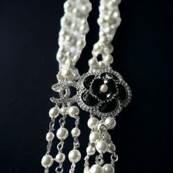 Authentic Chanel Pearl & Camila Flower Necklace 
