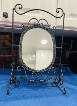 Beautiful Vintage Twisted Black  Metal Tilting  Mirror  