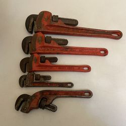 5 pc Ridgid pipe wrench set 6” to 12”