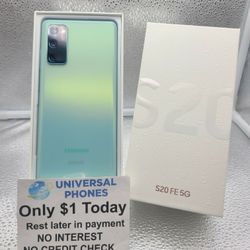 SAMSUNG GALAXY S20 FE 5G 128GB UNLOCKED.   FREE SMARTWACH/ HEADPHONES. PAY $1 TODAY  REST IN  PAYMENTS.  NO  CREDIT NEEDED  FINANCING 