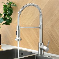 Kitchen Faucet with Pull Down Sprayer, Commercial Single Handle Kitchen Sink Faucets for Farmhouse Camper Laundry Utility Rv Wet Bar Sinks Brushed Nic