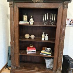 Large Antique Teak Bookcase about 7’ X 5’ X 2’.  From India And Weighs a Lot! 