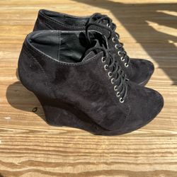Black Suede Wedge Heels