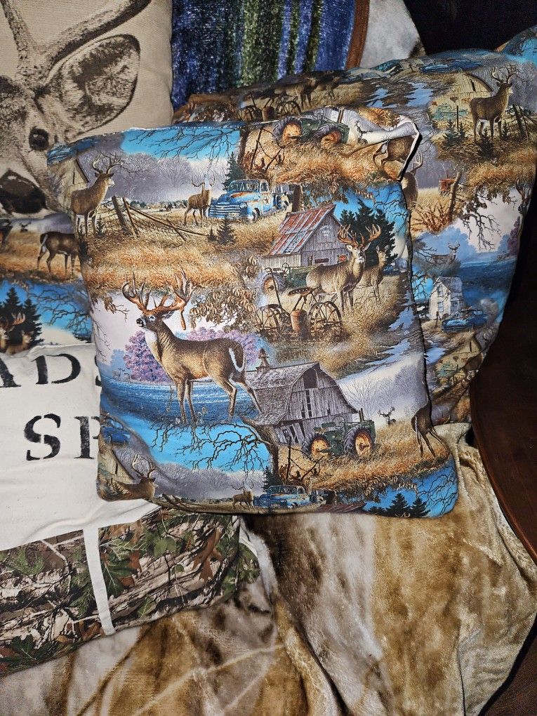 Pillows Deer Tractor Hand Made