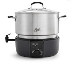 Ball EasyCanner Programmable Electric Water Bath Canner with Rack, 21-Quart Canning Pot with Steamer Insert and Lid for Preserving Jams and Vegetables