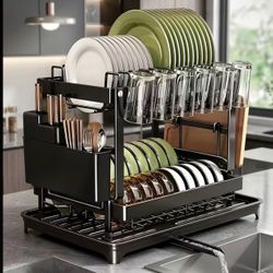 2-Tier Dish Drying Rack with Drainboard