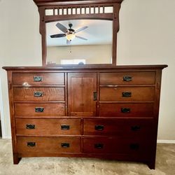 Solid Wood Dresser + Matching Mirror – $240 (FIRM)