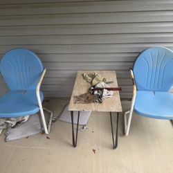 Chairs and Limestone Table 