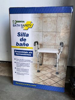 Shower bench with arms, new in box