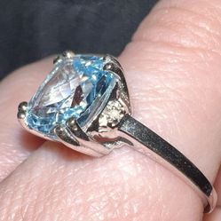 Blue Topaz & Platinum Ring