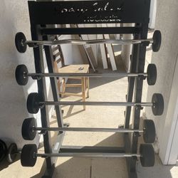 Barbell Rack And 5 Barbells 