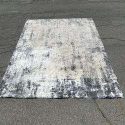 LivaBliss “Aliyah Waterfall Abstract” Shag 6’6” x 9’2” Light Gray Area Rug. Made in Turkey.