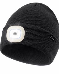 Etsfmoa Unisex Beanie with The Light, Gifts for Men Dad Father USB Rechargeable LED Cap, Hat with Light,Warm Knit Headlamp Hat for for Cold Weather an