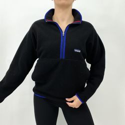 Vintage Patagonia Fall 1999 Black Half-Zip Fleece Jacket Women's Small