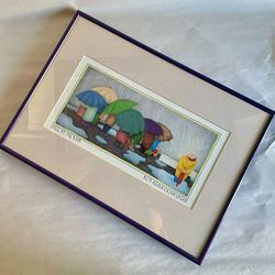 Vintage Framed “Smile at the Rain” Print by Beth Hendrickson Logan