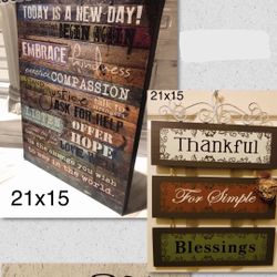 Wall Art,Wood Plaques & Decor -Sizes listed on photo $10 Each Wall Art Decor