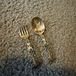 Buttercup by Gorham Sterling Silver Baby Set 2pc Original 4 1/2" vintage