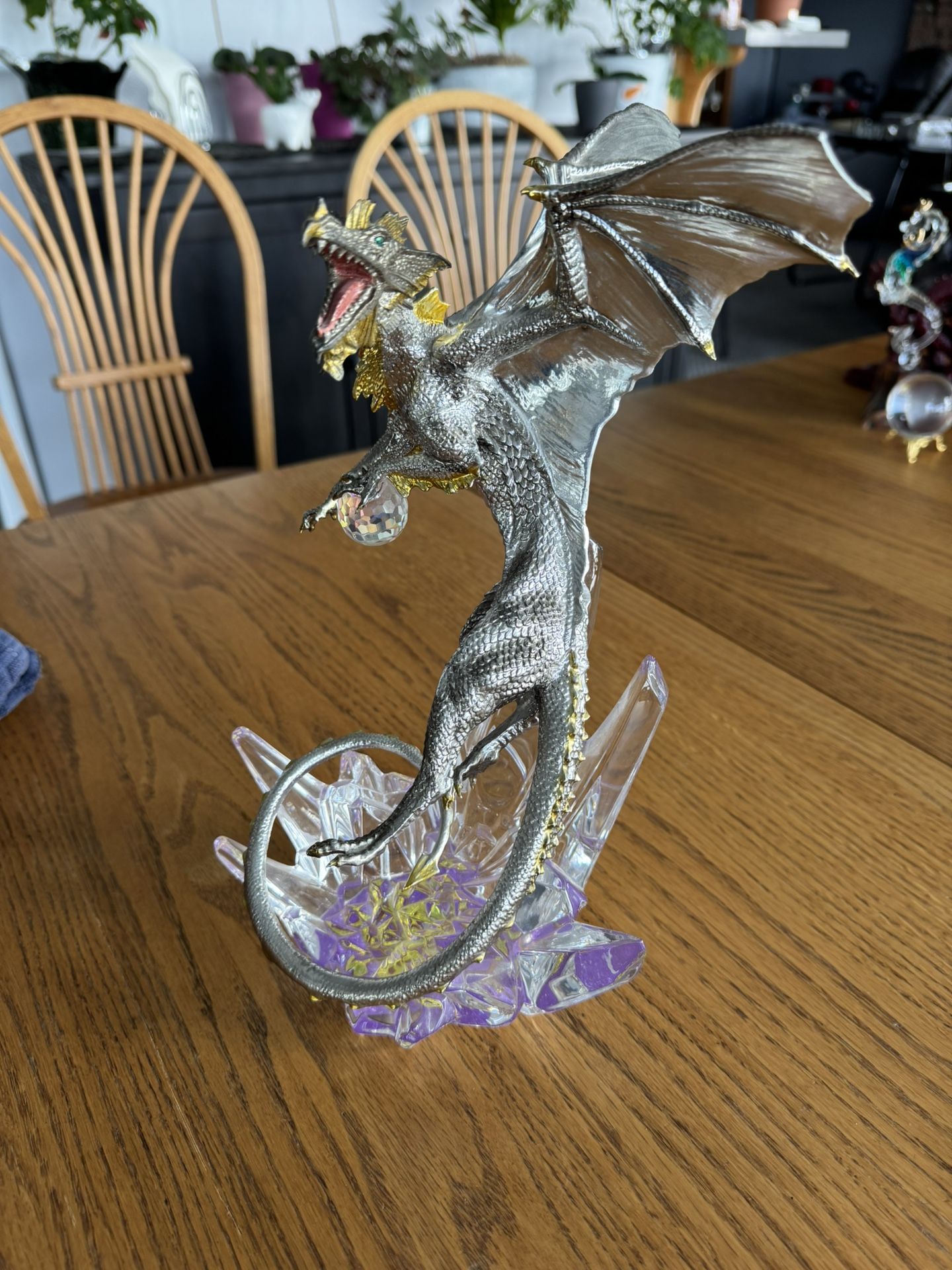 Franklin Mint Dragon Statue Michael Whelan Guardian Of Treasure Silver Purple