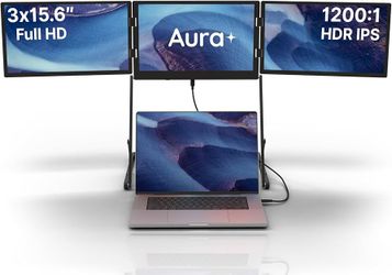 New And Well Packaged Triple Aero 15.6” Pro Max | Premium Triple Portable Monitor Extender | Full Aluminum | Quad Screens | 3×15.6” FHD 1080P HDR IPS 