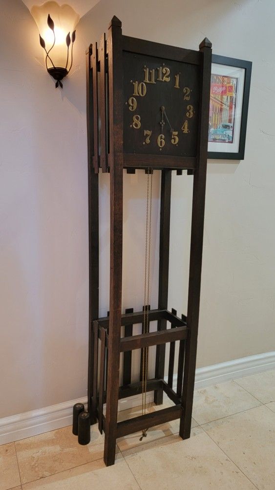 Antique Mission Oak Grandfather Clock