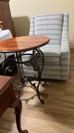 Wood top and wrought iron